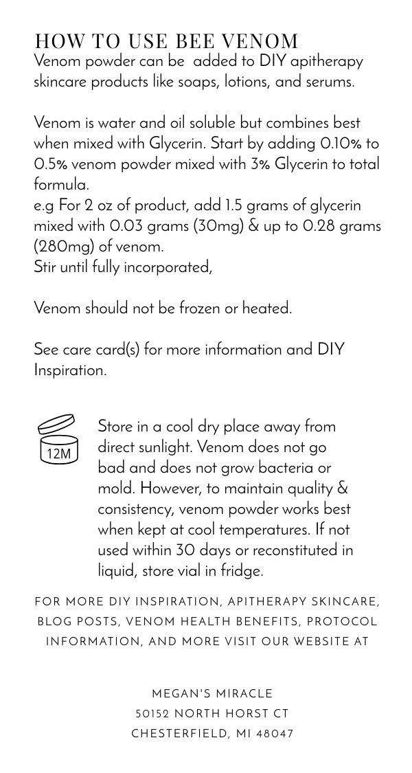 Natural Grade Bee Venom Powder Vials