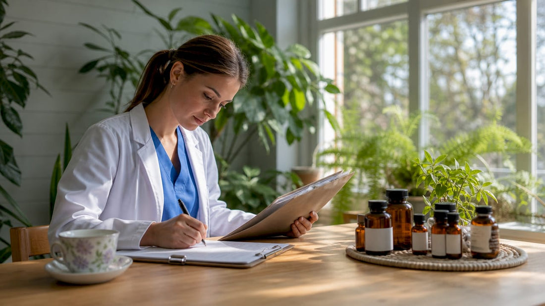 Healthcare practitioner reviewing natural treatment schedule