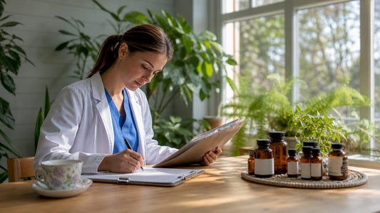 Healthcare practitioner reviewing natural treatment schedule