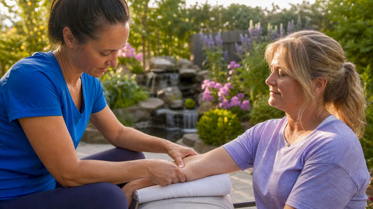 Therapist applying gentle fascia release therapy
