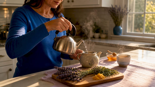 Woman preparing herbal tea for detox